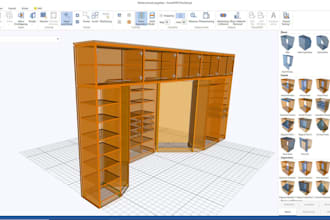 design custom cabinets, wardrobes, shelving and built in furniture layouts