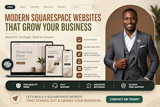 create build design redesign fix and customize squarespace website and template