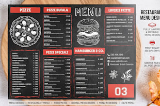 design food menu, cafe menu, digital menu board and restaurant menu design