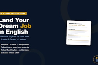 write a professional english CV and cover letter