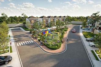 remodel residential masterpiece,3d community site plan,cgi estate house,city map