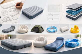 design inflatable products, air beds, mattresses, sofas, inflatable furniture 3d
