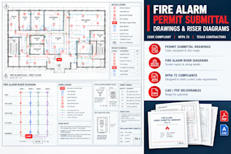 prepare fire alarm permit submittal drawings and riser diagrams