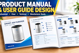 design a professional product manual, user guide and instruction manual