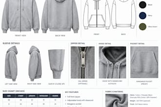 create hoodie tech pack for manufacturing and production