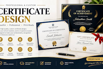 design professional certificate, custom certificate, gift and unique certificate