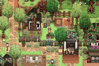 do top down pixel art tileset background game assets rpg maker pixel map tileset
