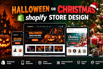 design halloween or christmas shopify store