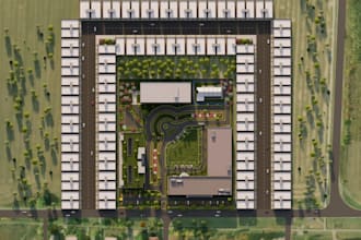 produce 3d model site plan, landscape garden layout, housing estate master plan