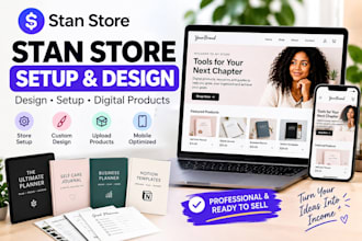 setup and design stan store and upload digital products for your stan store