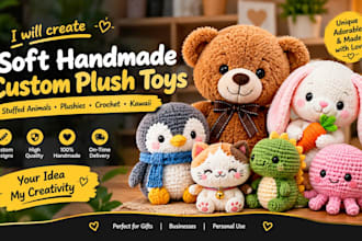 create soft handmade custom plush toys stuffed animals plushies crochet kawaii