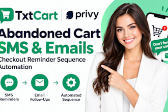 txtcart privy abandoned cart SMS emails checkout reminder sequence automation