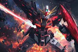 draw an amazing gundam mecha character illustration