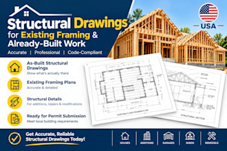 do structural drawings for existing framing, unpermitted work