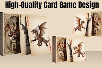 design card game art, playing board game design card tuck box trading card game