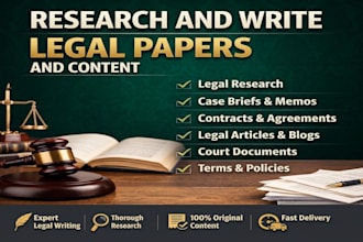 write legal papers,legal research, and legal content