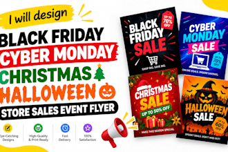 design black friday cyber monday christmas halloween store sales event flyer