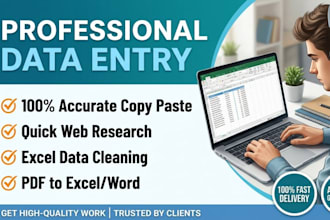 do expert data entry, copy paste work, and web research for you