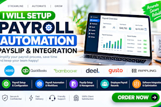 setup payroll automation payslip xero quickbooks bamboohr deel gusto rippling
