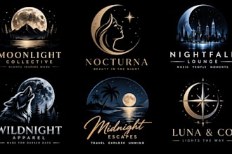 design a professional , moon, stars, nightlife, or dark themed night logo