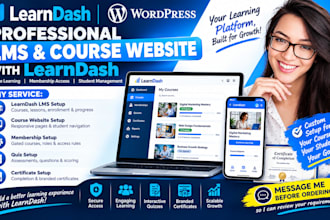 learndash wordpress lms, course website setup membership, quizzes, certificates