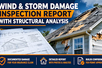 create a wind and storm damage inspection report with structural analysis