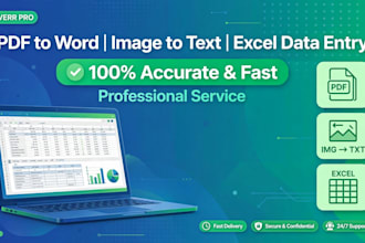 do pdf to word, image to text and excel data entry