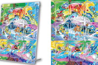 make extended pokemon card tcg card art, binder, diorama background illustration