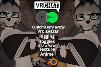 do custom vrchat avatar furry avatar vr character vrc avatar nsfw 3d model