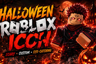 create a scary halloween roblox and minecraft game icon for your game
