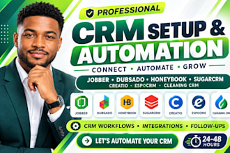 setup jobber dubsado honeybook sugarcrm creatio espocrm cleaning CRM automation