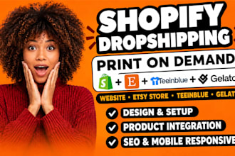 create shopify dropshipping print on demand website etsy store teeinblue gelato