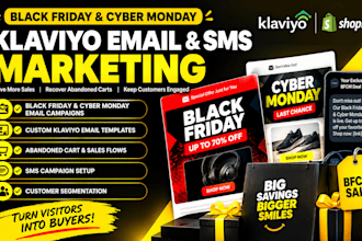 setup klaviyo black friday cyber monday email template SMS marketing for shopify