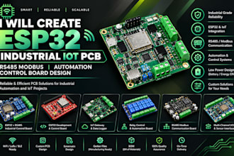 create esp32 industrial iot pcb, rs485 modbus, automation, control board design