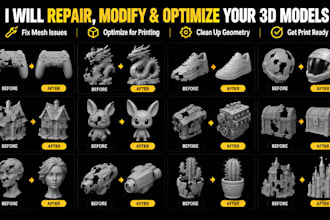 do stl file repair, 3d scan cleanup, mesh repair for 3d printing