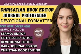 christian book editing, proofread, format daily devotional journal memoir editor