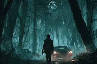 design a cinematic horror book cover illustration