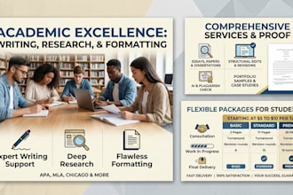 academic writing, research, formatting, and editing professionally