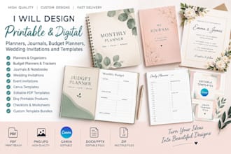 do printable digital budget planners journals wedding invitations templates