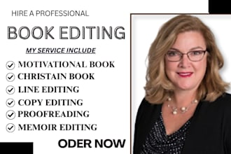proofread, line and copy edit your memoir, christian book manuscript for kdp