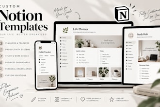 create custom notion templates and dashboards
