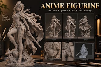 create action figures, toy, high quality 3d anime figurine for printing