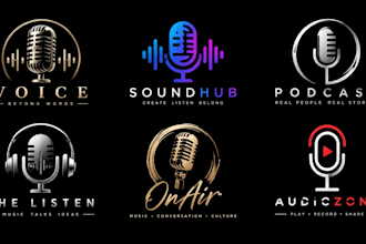 design a professional, podcast, music, radio, or broadcasting microphone logo