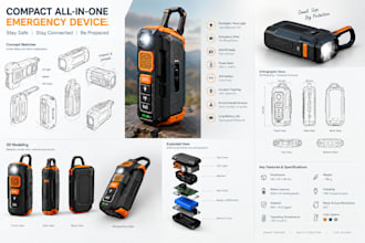 design a compact car emergency tool with 3d cad modeling