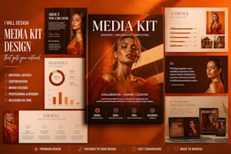 design a beautiful influencer media kit, speaker sheet, rate card
