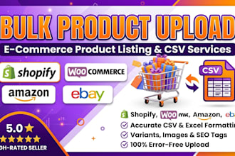 do ecommerce product listing and upload products via csv or excel