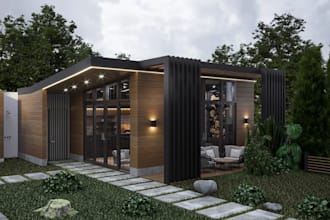 3d backyard design, outdoor living space,terrace, landscape, seating area render