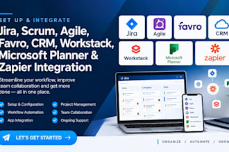 set up jira scrum agile favro crm workstack microsoft planner zapier integration