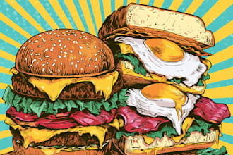 make a food pop art illustration
