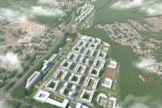 visualize architectural 3d site plan, urban masterplan visualization,subdivision